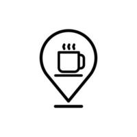 Coffee shop location pin icon. vector