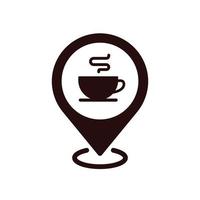 icono de pin de ubicación de cafetería, vector, ilustración. vector