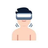 un hombre con gafas de realidad virtual y mira hacia arriba, icono, vector, ilustración. vector