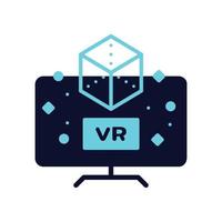 realidad virtual en monitor, icono, vector, ilustración. vector