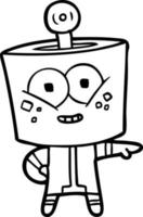 happy cartoon robot pointing vector