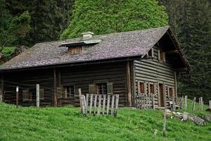 Wooden mountain house at Vorderer Gosausee, Gosau, Upper Austria. photo