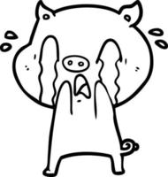 crying pig cartoon vector