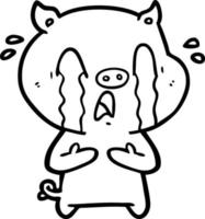 crying pig cartoon vector