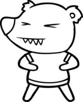 angry bear cartoon in t shirt vector