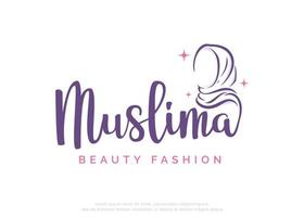 Muslim hijab fashion logo design vector