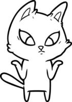 confused cartoon cat shrugging shoulders vector