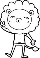 cartoon lion giving peac sign vector