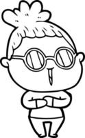 cartoon woman wearing spectacles vector