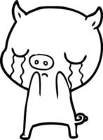 cartoon pig crying vector