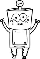 robot de dibujos animados feliz saludando hola vector