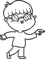 cartoon boy wearing spectacles vector