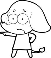 cartoon unsure elephant girl pointing vector