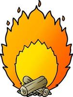 cartoon blazing camp fire vector