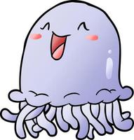 happy cartoon jellyfish vector