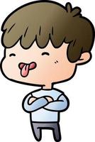 cartoon boy sticking out tongue vector