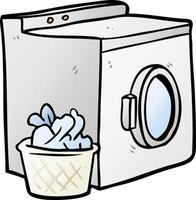 cartoon washing machine and laundry vector