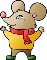 cartoon mouse wearing scarf vector