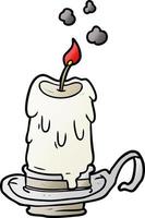cartoon old spooky candle in candleholder vector