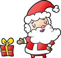 cartoon santa claus with present vector