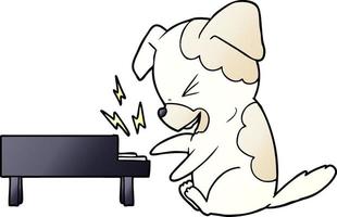 cartoon dog rocking out on piano vector