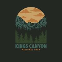 ilustración vectorial del parque nacional Kings Canyon, estilo de línea dibujada a mano con color digital vector