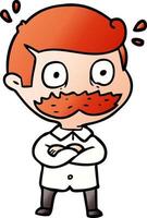 cartoon man with mustache shocked vector