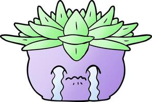 cartoon crying house plant vector