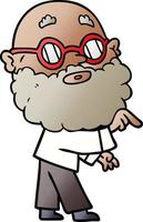 cartoon curious man with beard and glasses vector