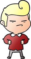 cartoon cool guy with fashion hair cut vector