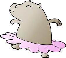 cartoon hippo ballerina vector