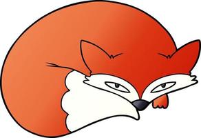 cartoon curled up fox vector