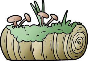 cartoon old log with mushrooms vector