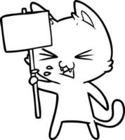 cartoon cat protesting vector