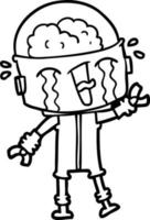 cartoon crying robot waving vector