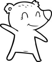 smiling bear pointing vector