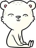 happy cartoon polar bear sitting vector