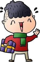 cartoon happy boy surprised vector