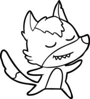 friendly cartoon wolf dancing vector