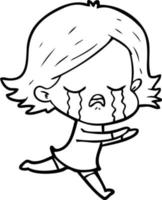 cartoon girl crying vector