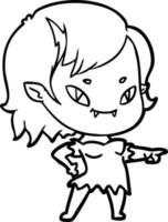 cartoon friendly vampire girl pointing vector