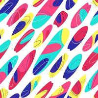 Seamless pattern with bright surfboards on a white background vector