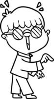 cartoon boy wearing spectacles vector