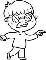 cartoon boy wearing spectacles vector