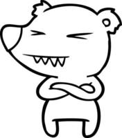 angry polar bear cartoon with folded arms vector
