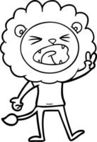 cartoon lion giving peac sign vector