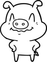 nervous cartoon pig vector