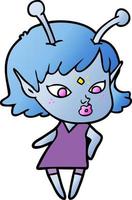 pretty cartoon alien girl vector