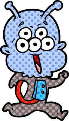 happy cartoon alien running