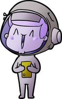 happy cartoon astronaut vector